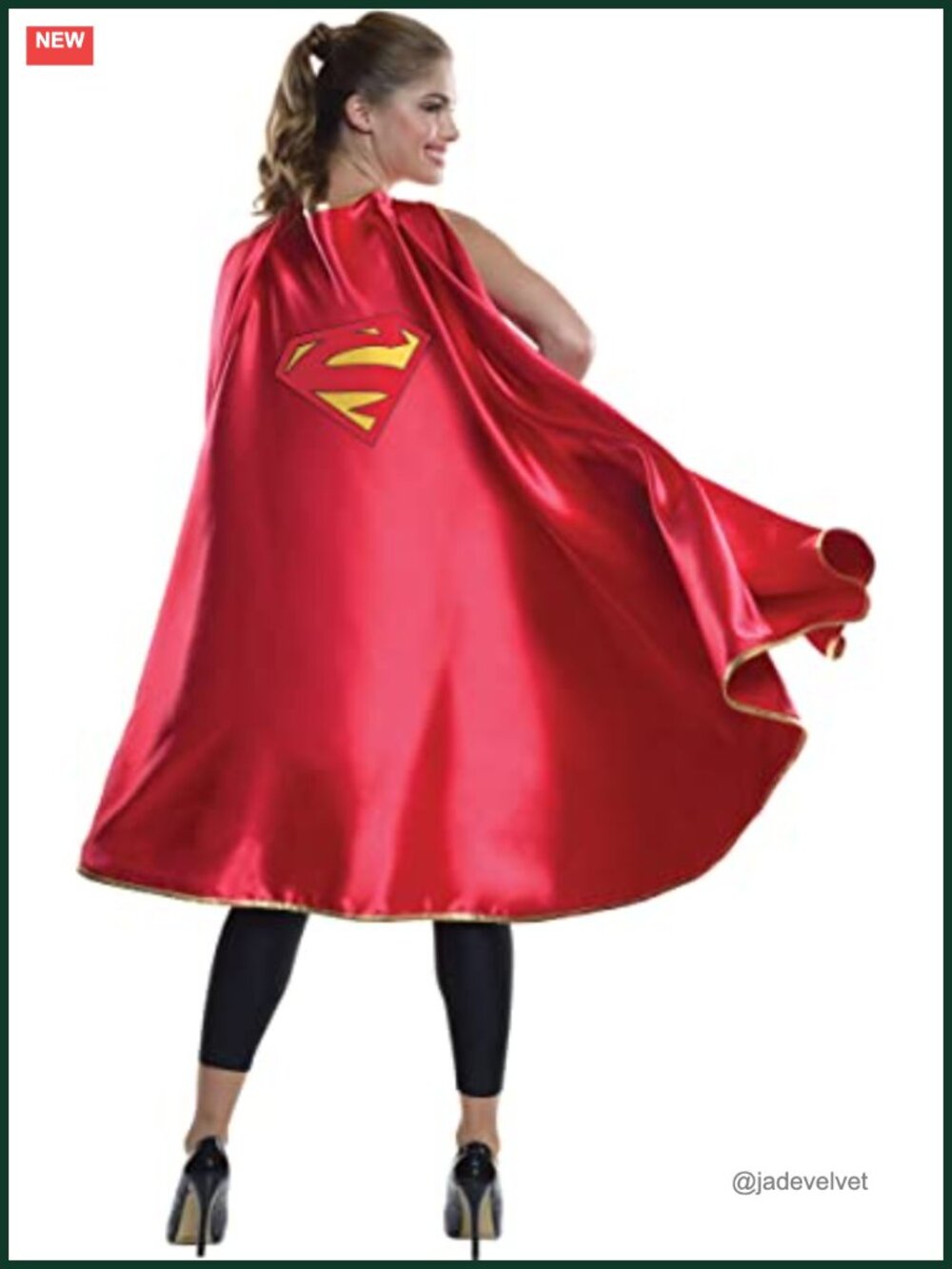 Deluxe Satin Supergirl Cape with Gold Trim Halloween Cosplay